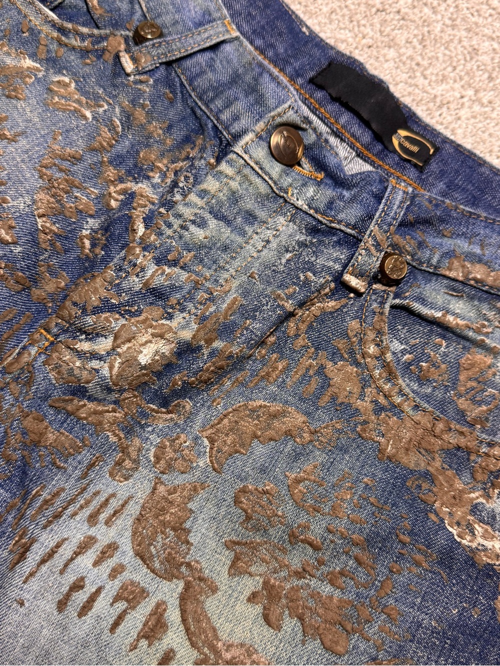 Just Cavalli vintage gold Embellished Women's Jeans size 32/40 - Picture 4 of 9